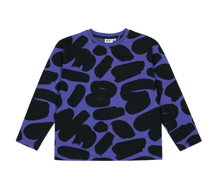 BL059-True Blue Brushstrokes Long Sleeve T-Shirt