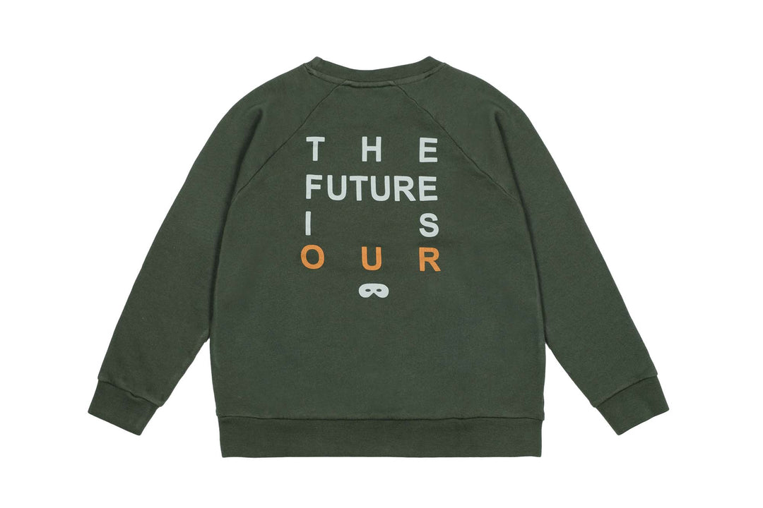 BL071-Washed Green 'The Future Is Ours' Raglan Sweater