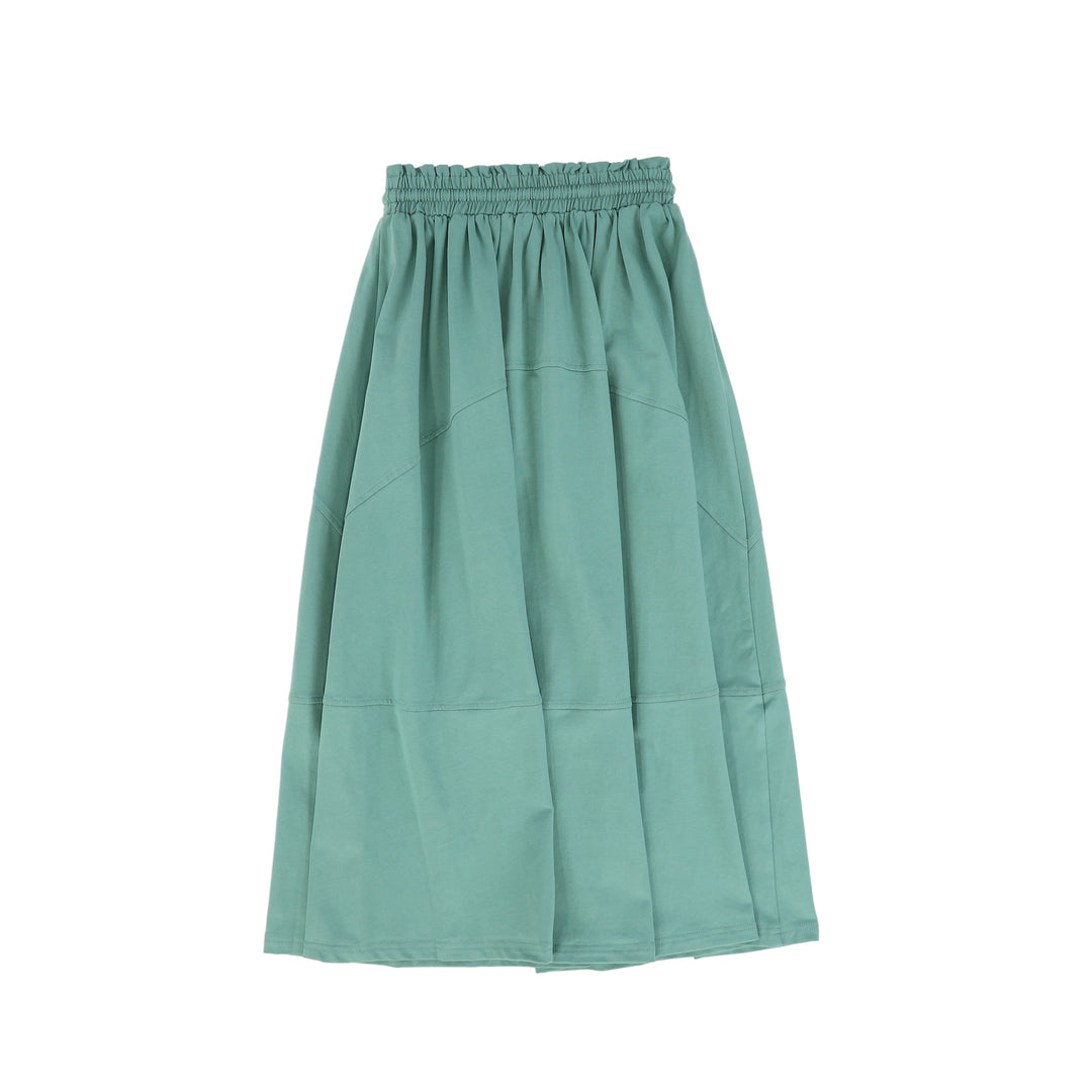 C-18647-Seam Detail Maxi Skirt -Green