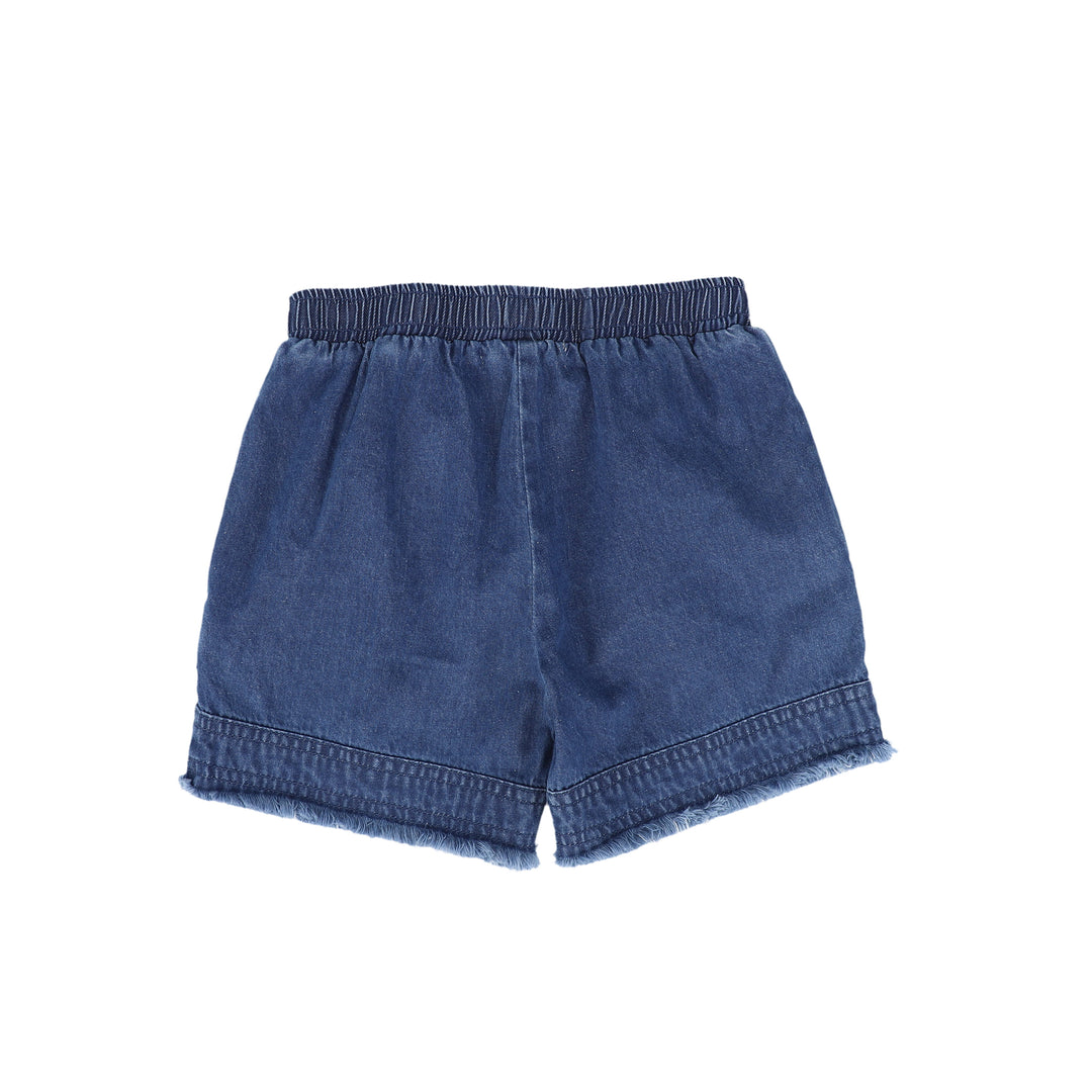 C-19558-Denim Fringe Shorts -Denim