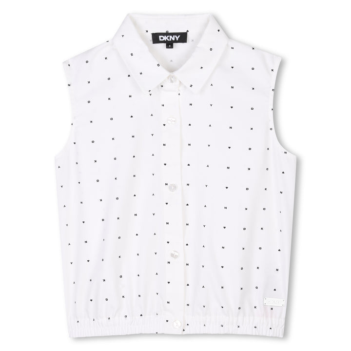 D62254-GIRLS BUTTON DOWN SHIRT-White/Black