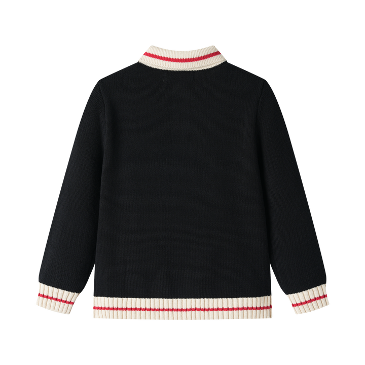 KNIT SWEATER WITH CONTRAST COLLAR-BLACK