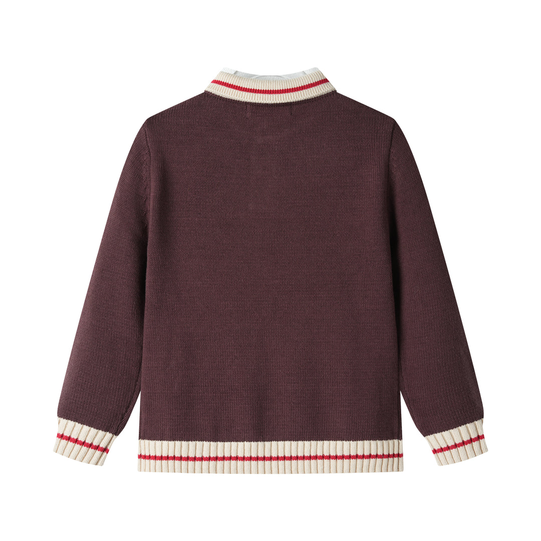 KNIT SWEATER WITH CONTRAST COLLAR-MULBERRY