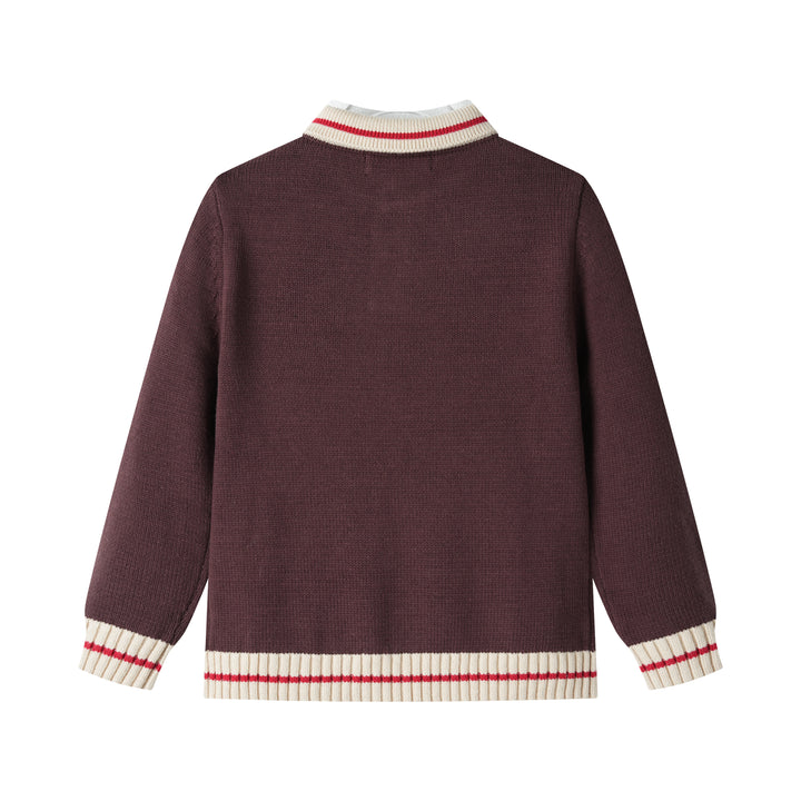 KNIT SWEATER WITH CONTRAST COLLAR-MULBERRY