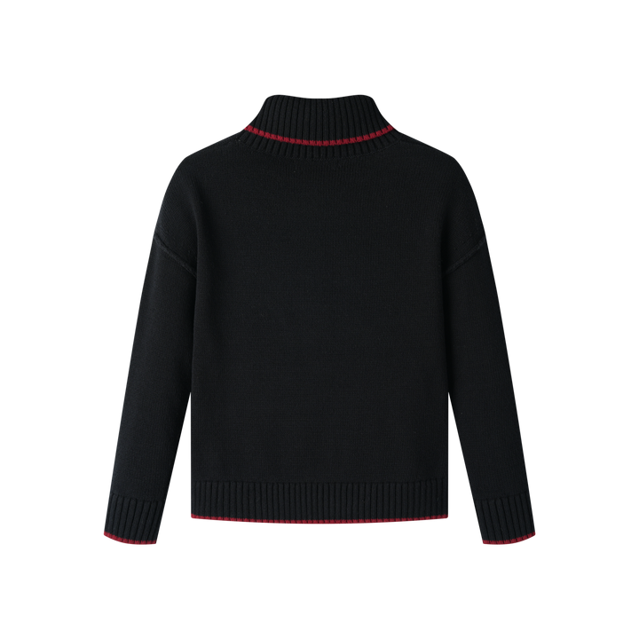 P EMBLEM TURTLENECK SWEATER-BLACK