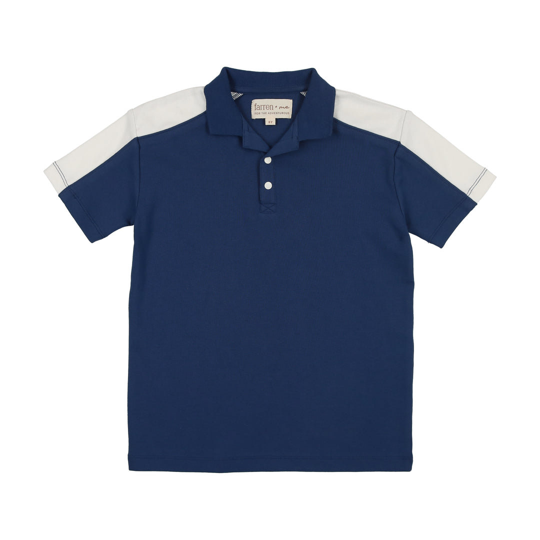 F284-TENNIS POLO SHIRT-Navy/Ecru