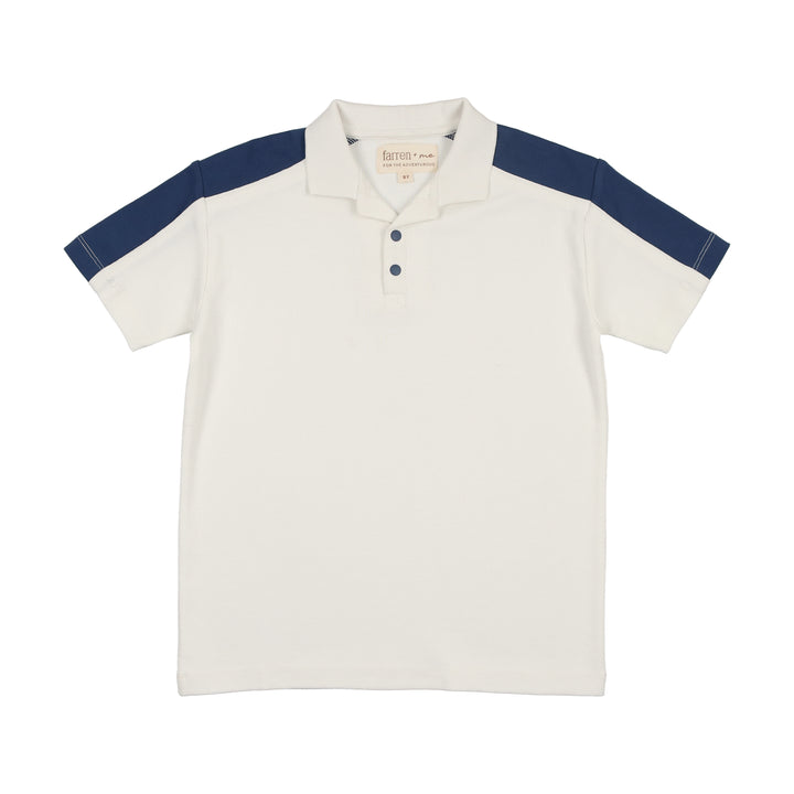 F284-TENNIS POLO SHIRT-Ecru/navy