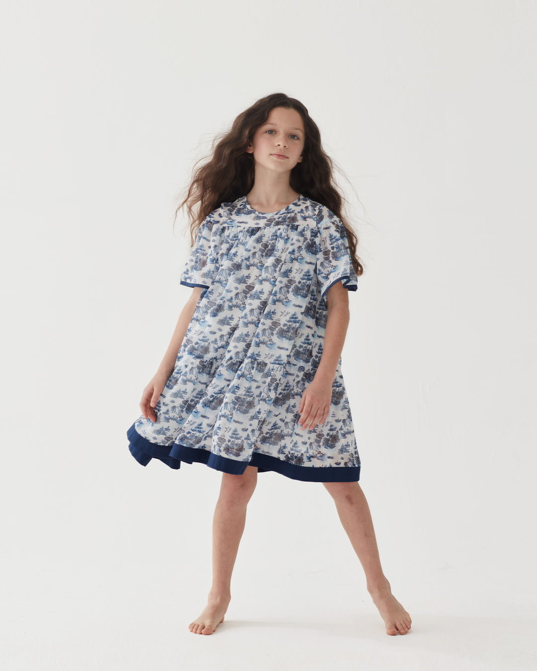 FLOAT YOUR BOAT DRESS-WILLOW PATTERN