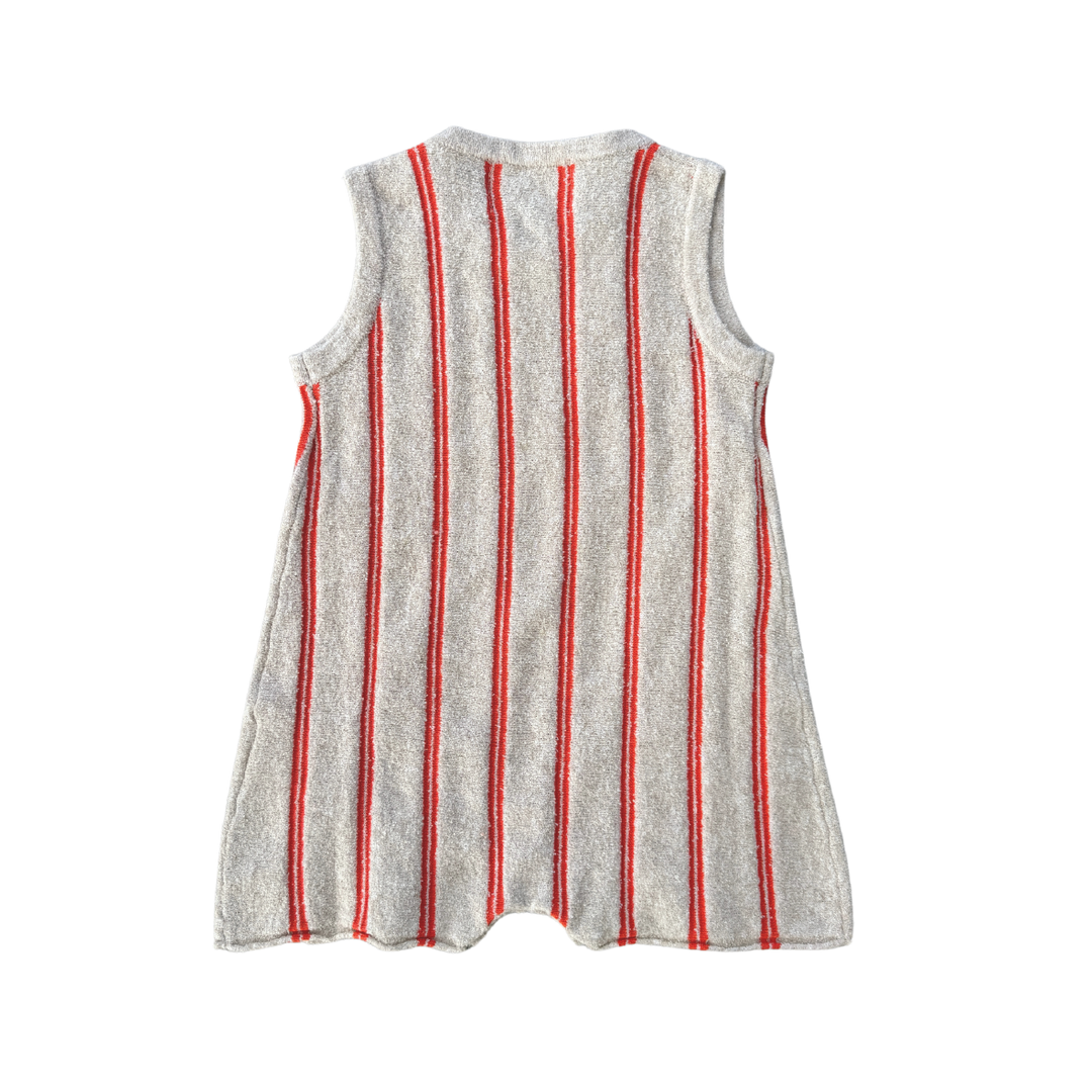 GH24013-Knitted Terry Striped Romper-Dune/Rosso