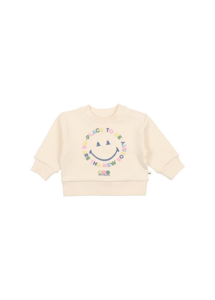 HAPPY PLACE BABY SWEATER-Vanilla Cream