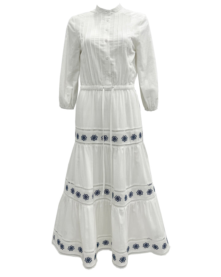 HDR611-EMBROIDERED COTTON DRESS-Ivory