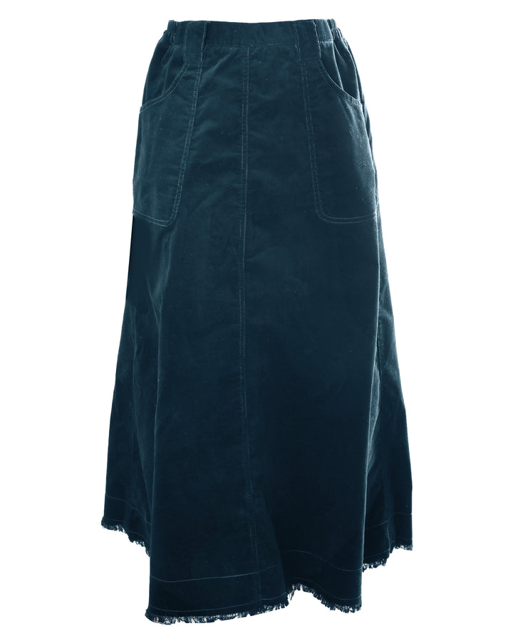 HSK500-CORDUROY PANELLED SKIRT-Teal