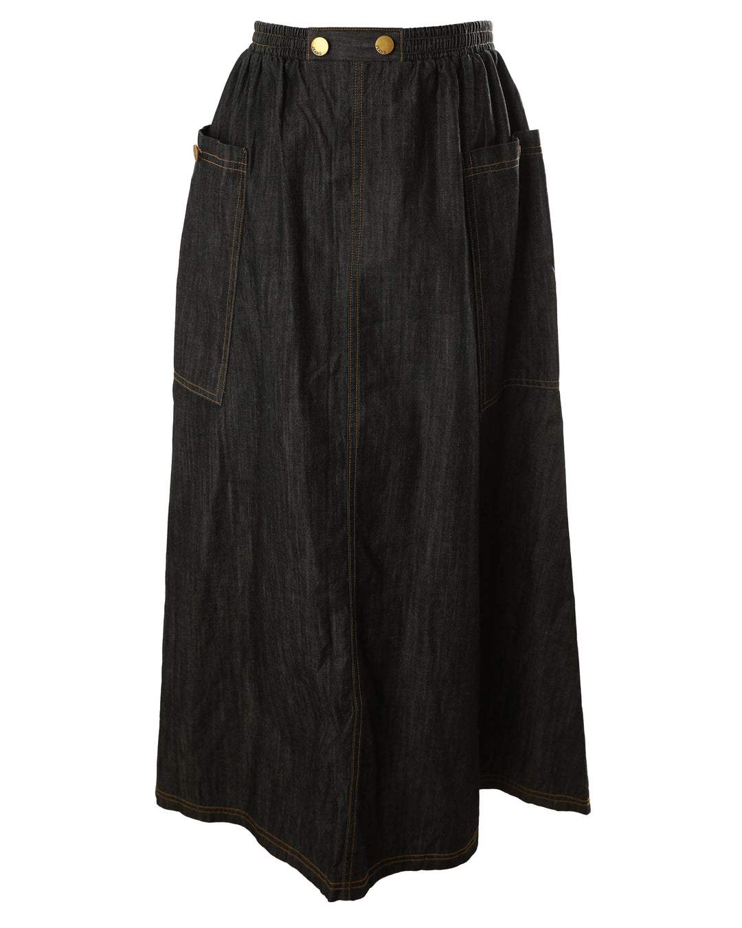 HSK671-DENIM SKIRT WITH BIG POCKETS-Black