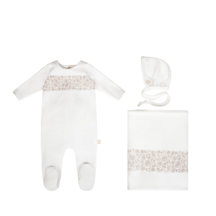 LACE EMBROIDERY SET-White/Oak