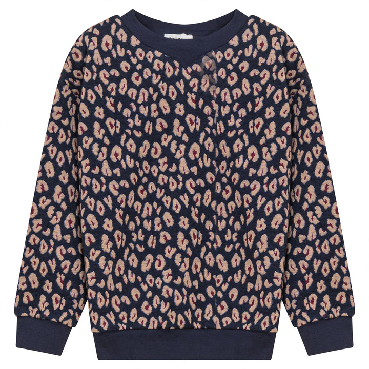 K4208-PRINTED SWEAT TOP-DENIM BLUE/BERRY