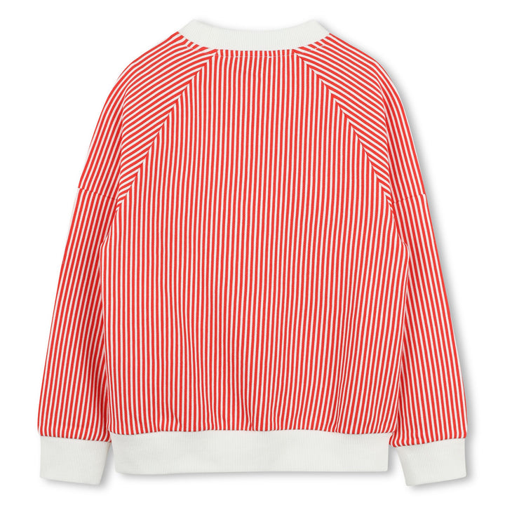 K61134-BOYS STRIPED SWEATSHIRT W/ LOGO ON FRONT-BRIGHT RED