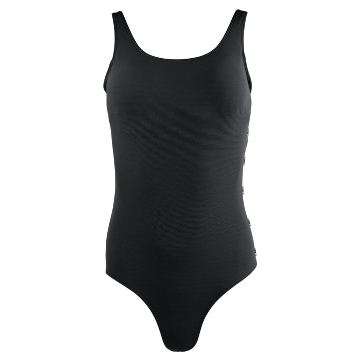 Ribbed Bathing Suit-Black