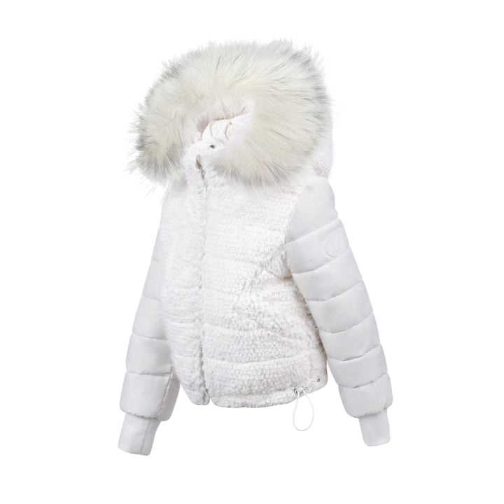 MJ202-Baby Reversible Rabbit Fur Coat-White