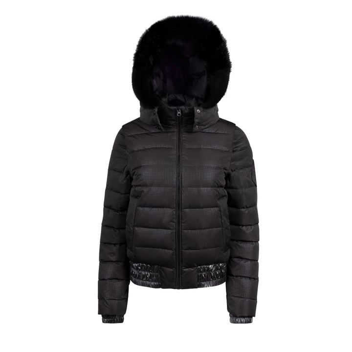 MJ210B-Teen Tone-on-Tone Ski Coat -Black