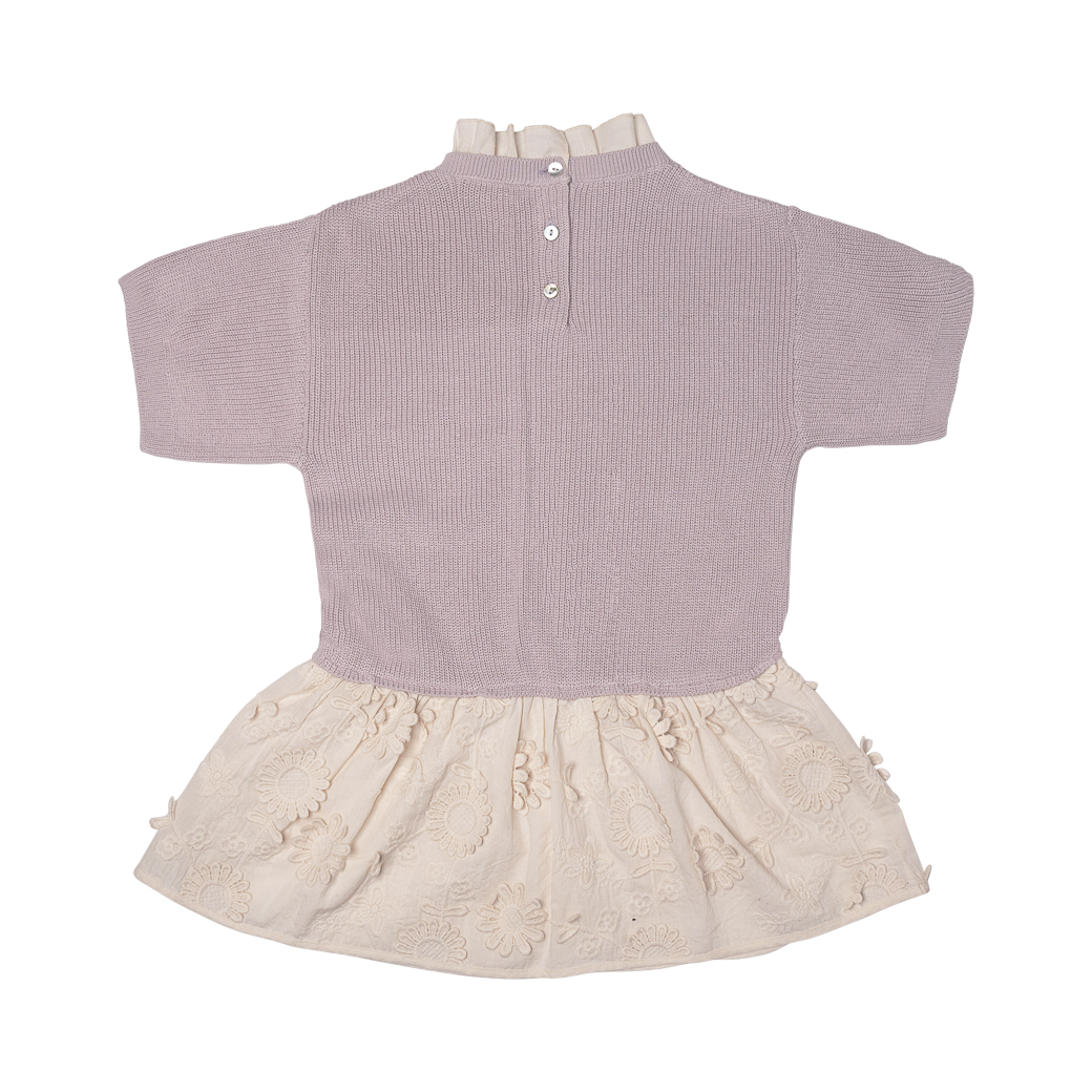 MESI KNIT DRESS W/ EMBROIDERY SKIRT-Lilac