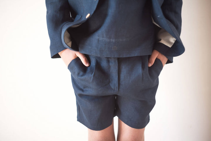 Mod 28.4 Blue Navy linen chino-style Bermuda shorts