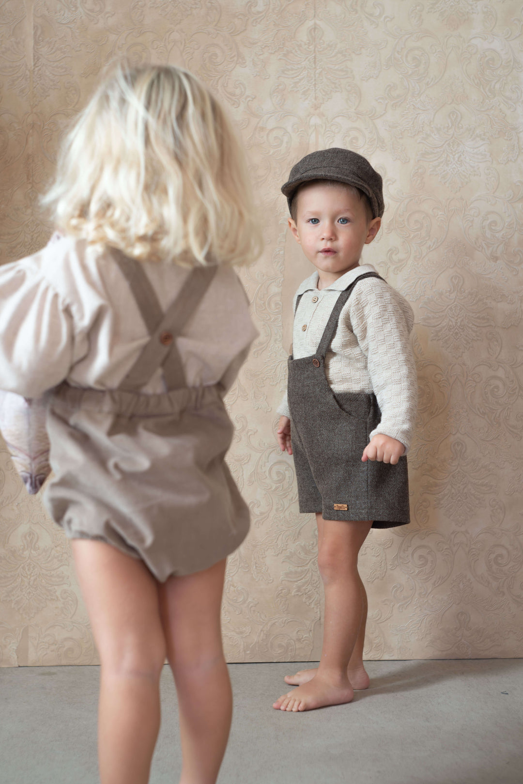 7.4-BROWN WOOLEN ROMPER SUIT W/POCKETS