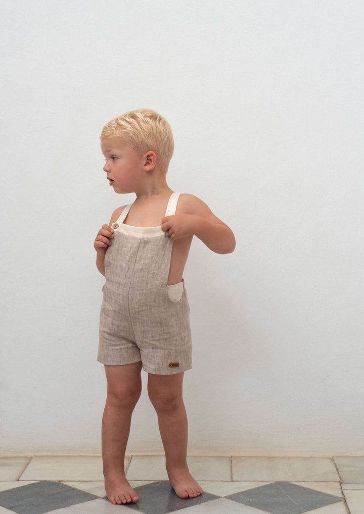 Mod 9.1 Sand linen contrasting dungarees