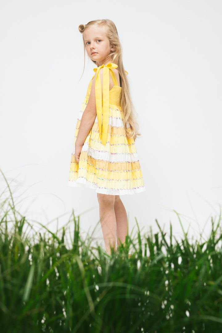 Cotton Dress With Ties Sunrise Yellow