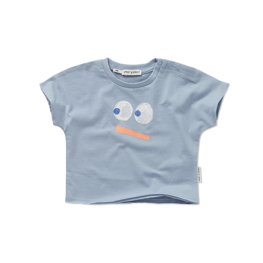 1788-BABY T-SHIRT SMILEY -Misty blue