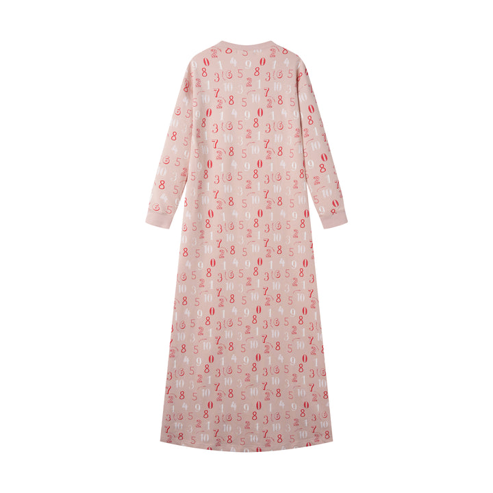 NUMERICAL PRINT NIGHTGOWN-LIGHT PINK