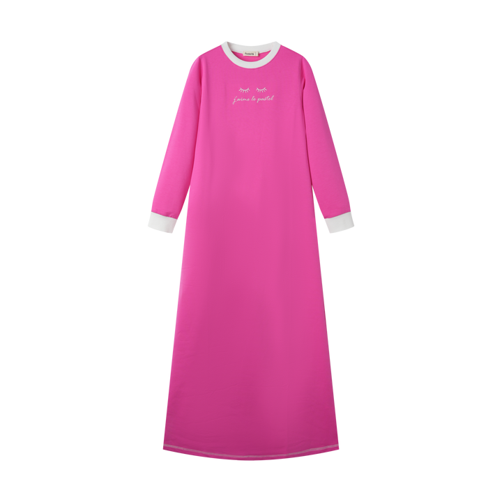 NIGHTGOWN WITH EMBROIDERY-FUCHISA