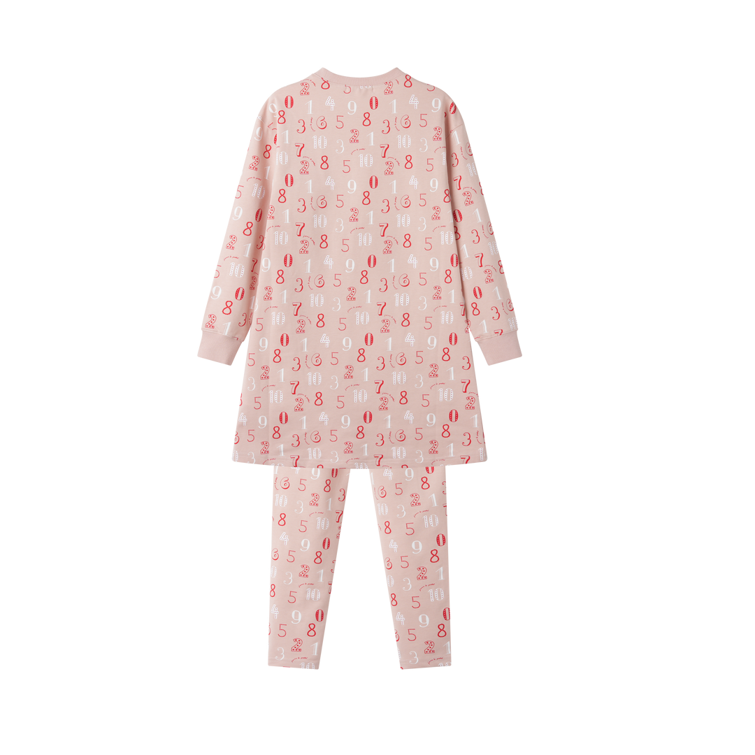 NUMERICAL PRINT TUNIC SET-LIGHT PINK