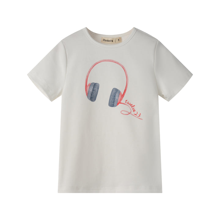 HEADPHONE SHORT SLEEVE TEE-WHITE