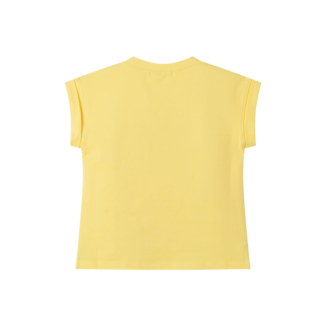 "P" EMBLEM SHORT SLEEVE SWEAT-YELLOW