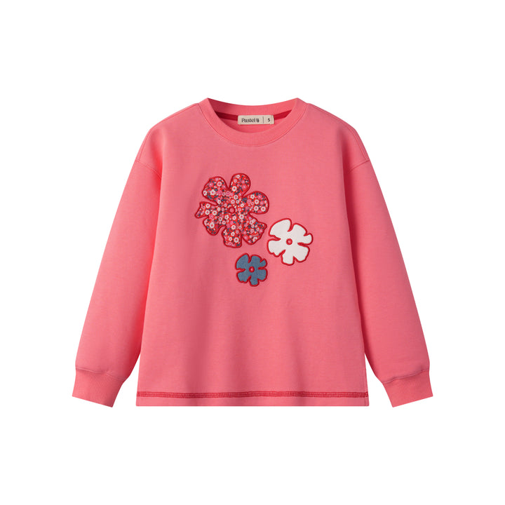 SWEATSHIRT WITH FLOWERS-HOT PINK