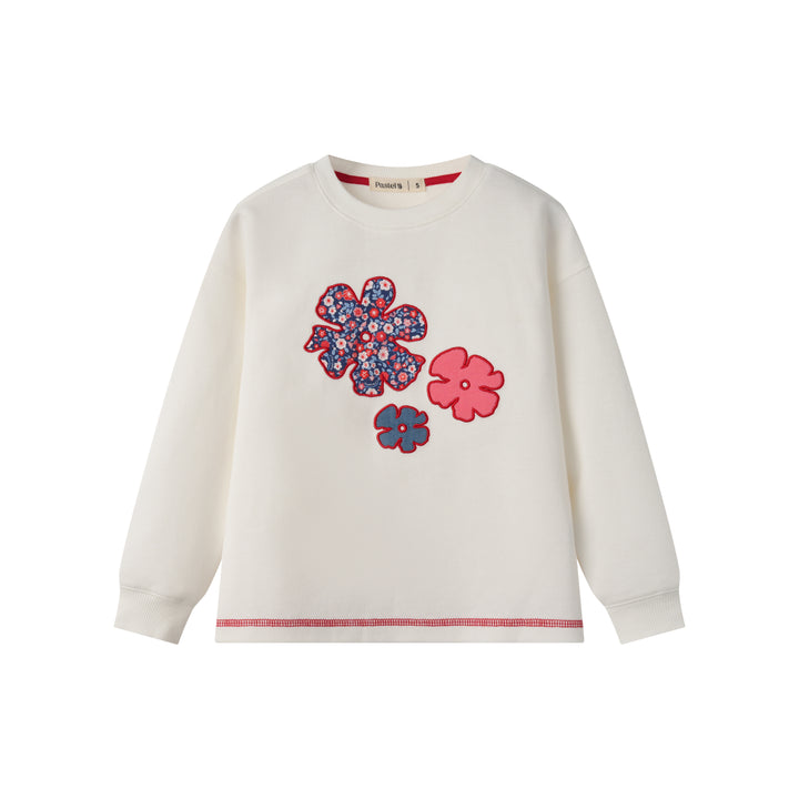 SWEATSHIRT WITH FLOWERS-WHITE