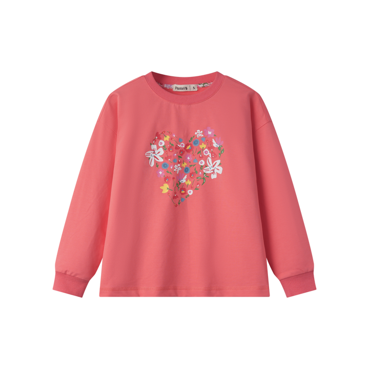 FLORAL HEART SWEATSHIRT-HOT PINK