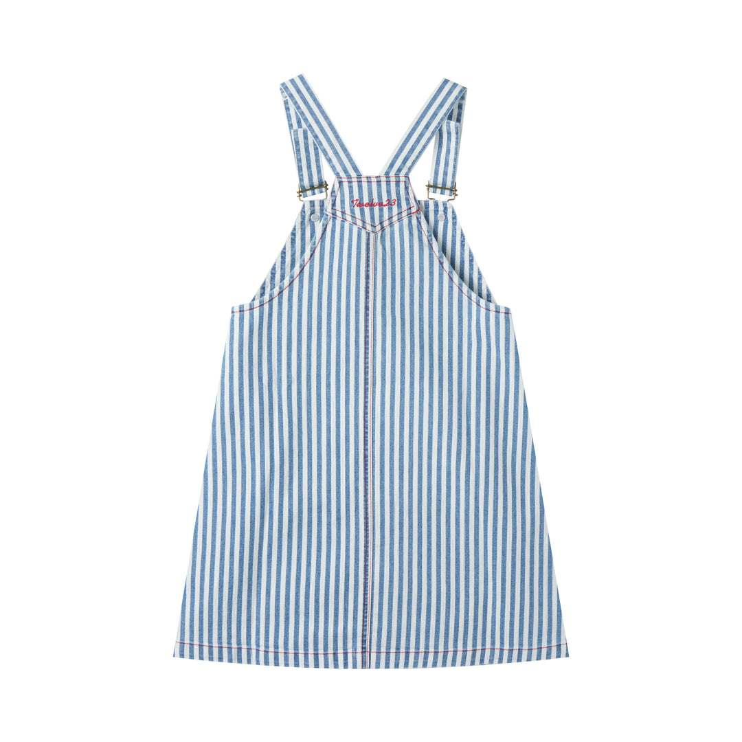 STRIPED PINAFORE JUMPER-DENIM STRIPED