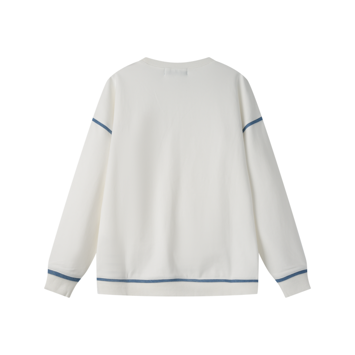 SWEATSHIRT WITH COLORED PIPING-WHITE