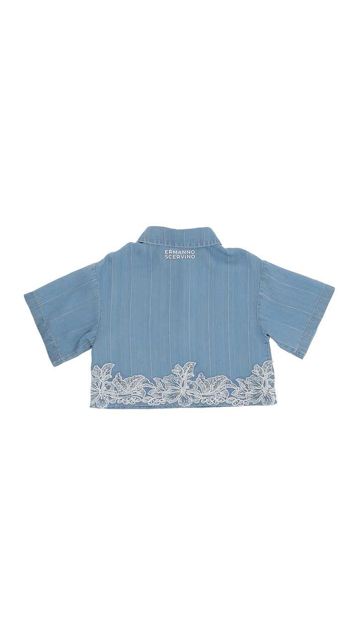 SFCA039-BLOUSE STRIPE LUREX-Blue Sky/Silver