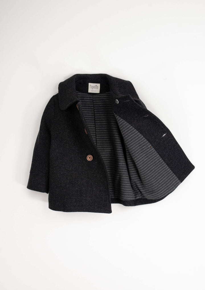 42.1-WOOLEN COAT W/COLLAR-DARK GREY