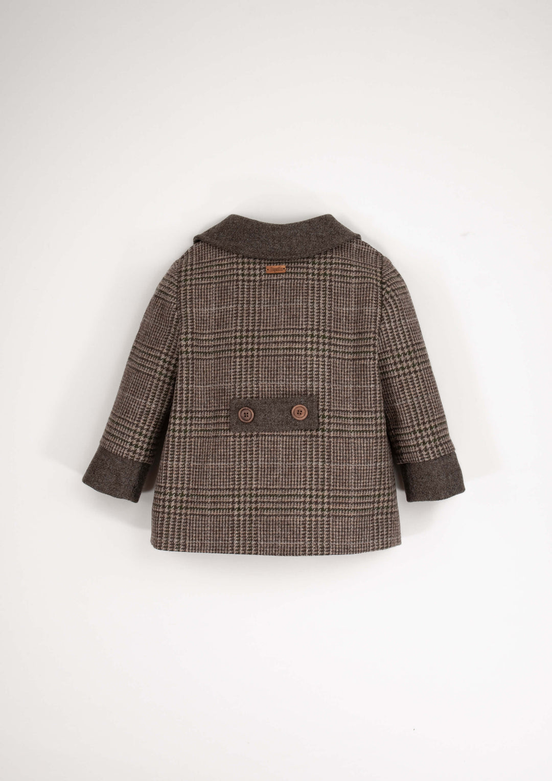 42.2-WOOLEN COAT W/COLLAR-BROWN PLAID