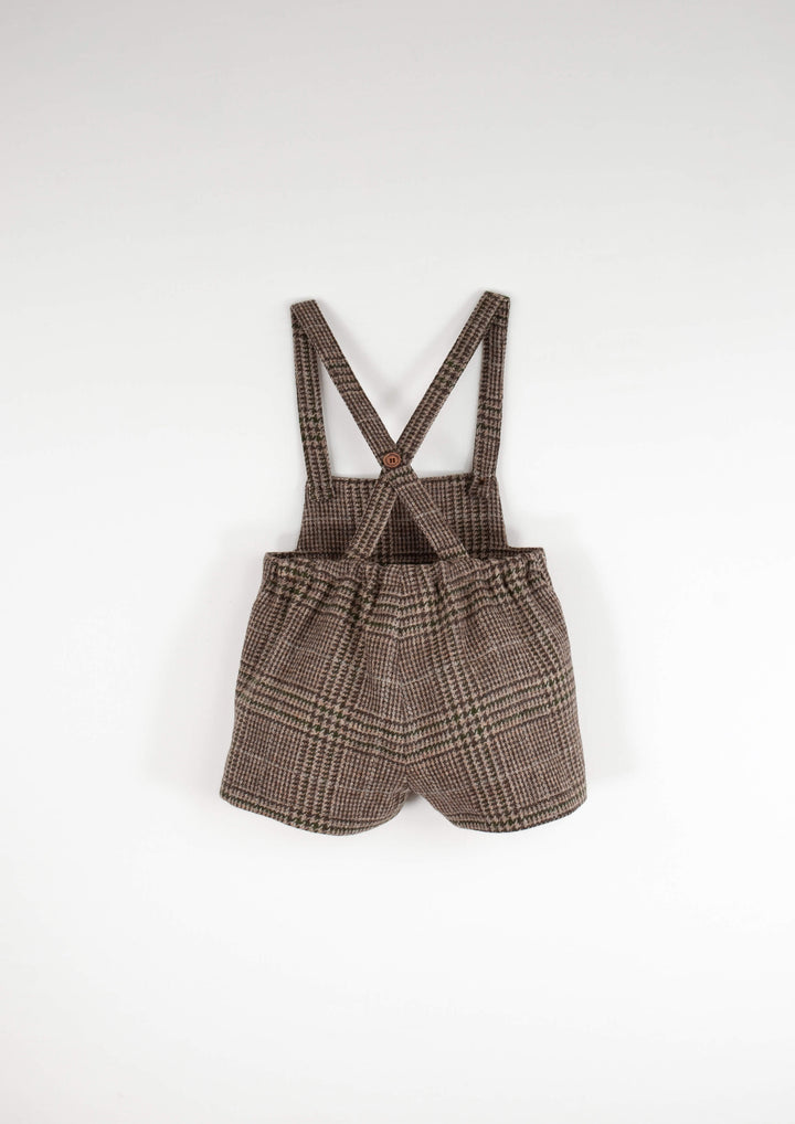 7.5-BROWN PLAID WOOLEN ROMPER SUIT W/POCKETS