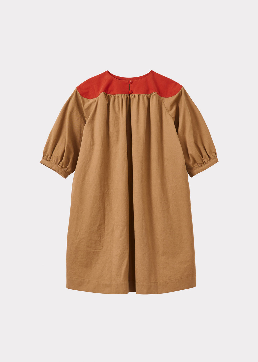 TAYLEN DRESS-COTTON TWILL CAMEL MULTI