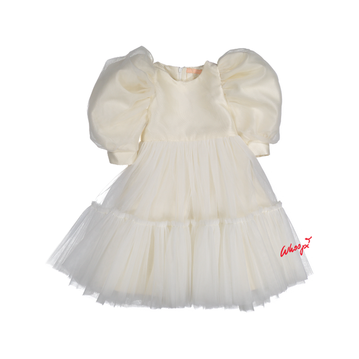 AW23-17-JACKIE DRESS (SHORT)-Ivory Tulle