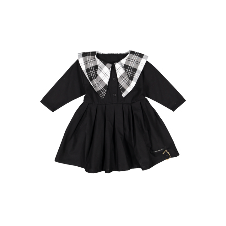 Punk Pleated Dress-Black/White