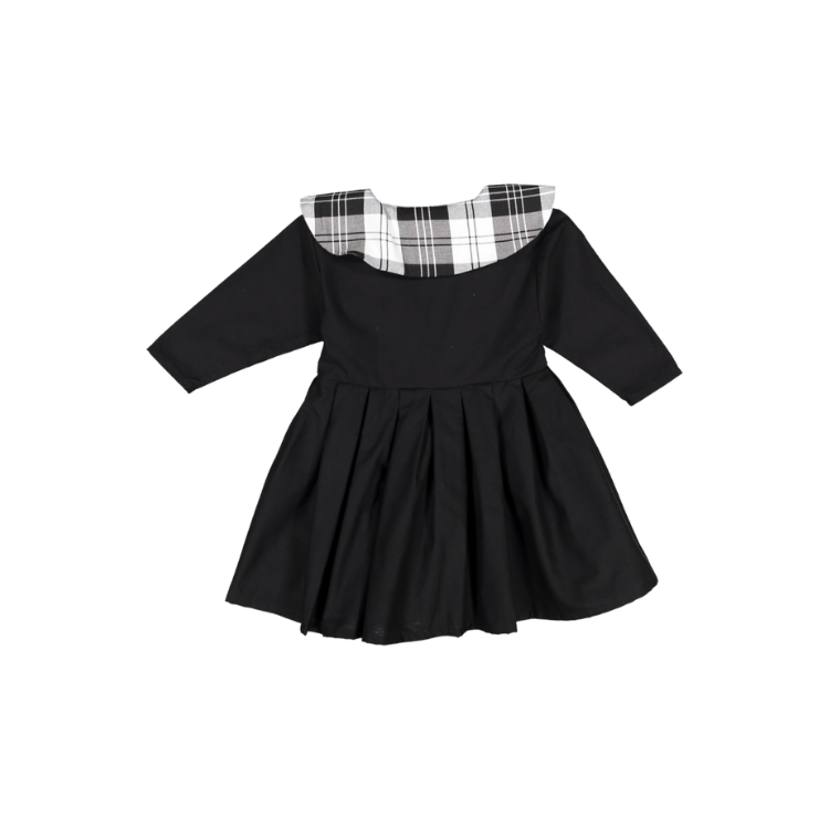 Punk Pleated Dress-Black/White