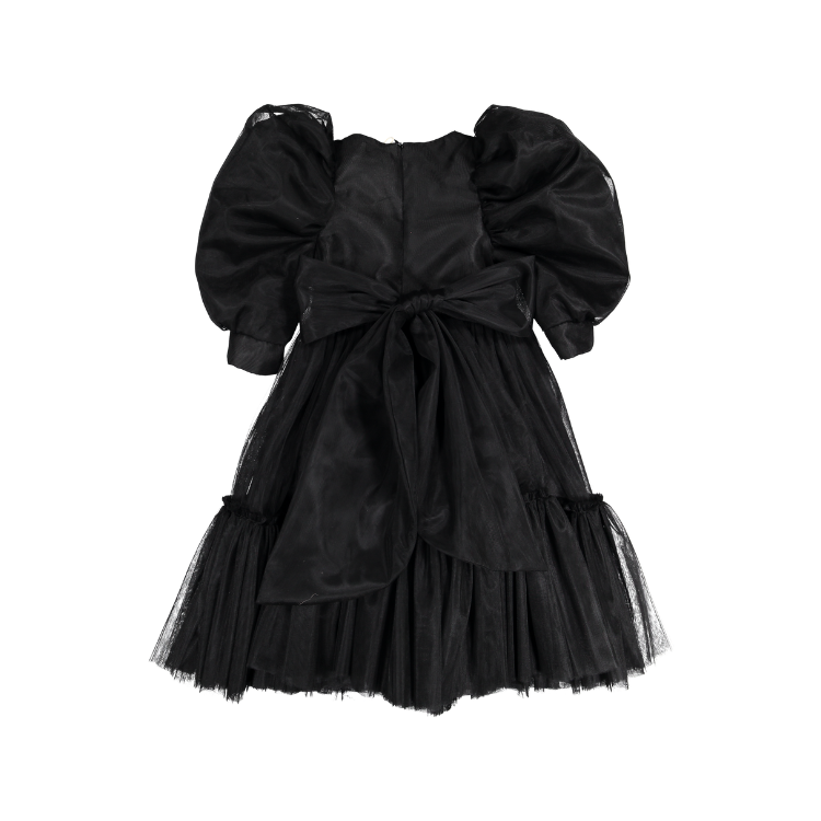 AW23-18-JACKIE DRESS (SHORT)-Black Tulle