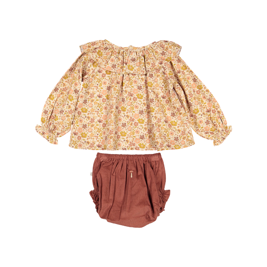 DAISY BLOUSE/BLOOMER SET-Dusty Pink/Caramel