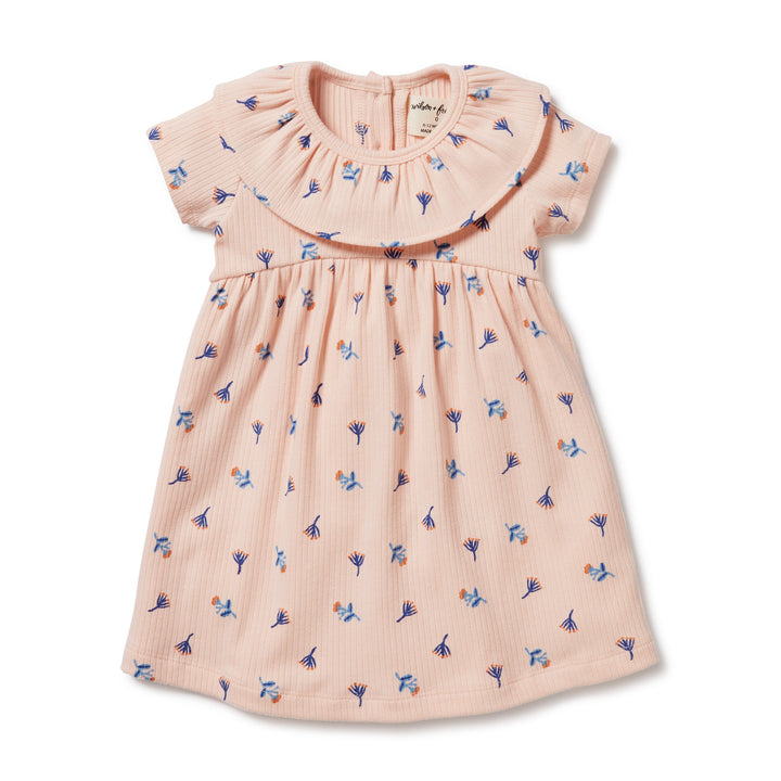 Organic Rib Ruffle Dress - Little Flower